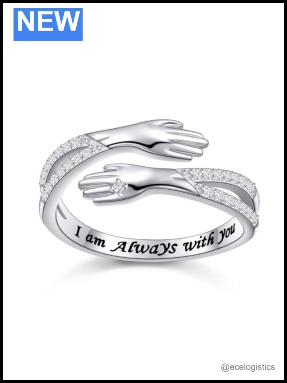 S925 Sterling Silver Hug Ring Adjustable Promise Ring for Women
